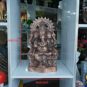 gun metal ganesha idol 20 inch front view