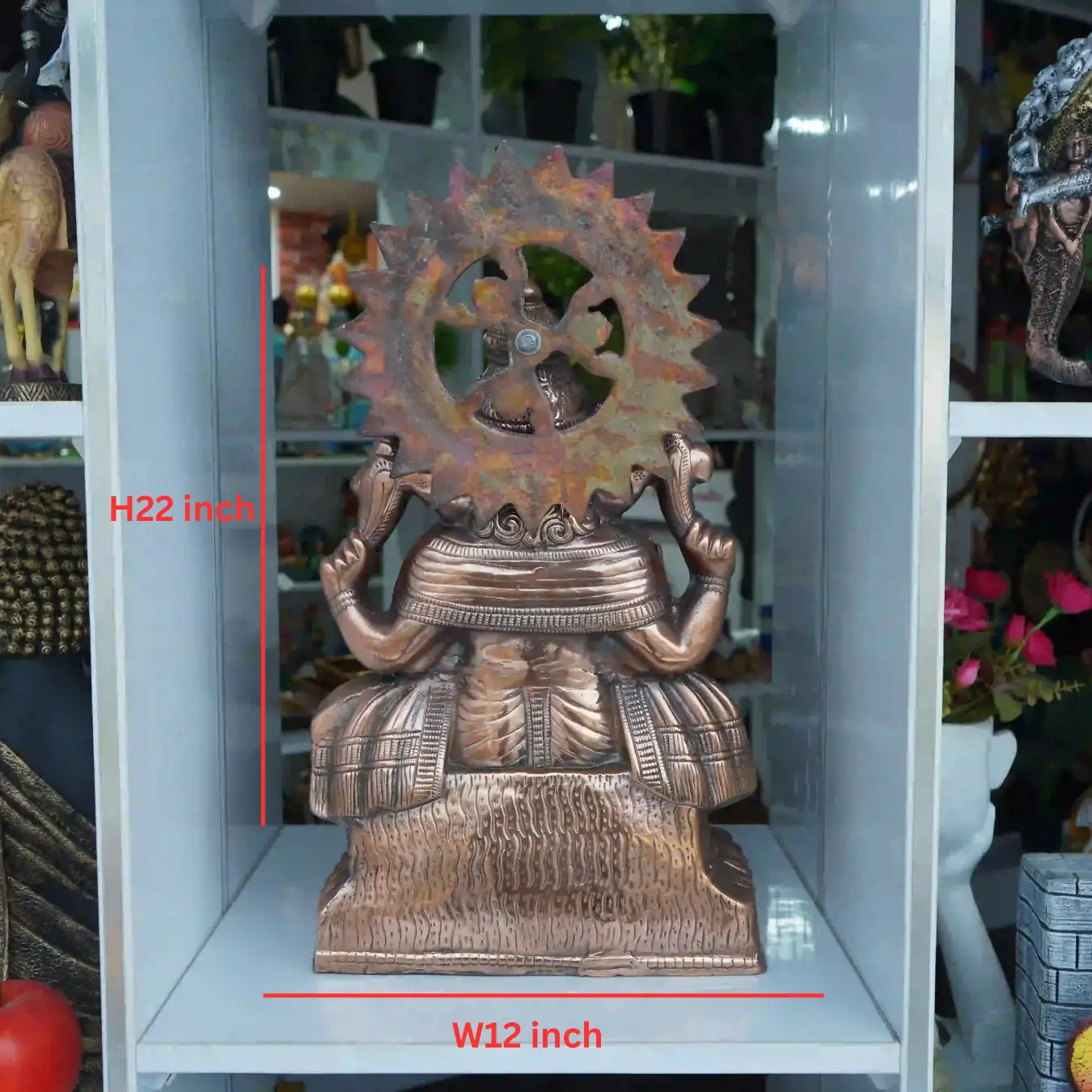 Gunmetal Ganesha Statue 22 Inch back side design view