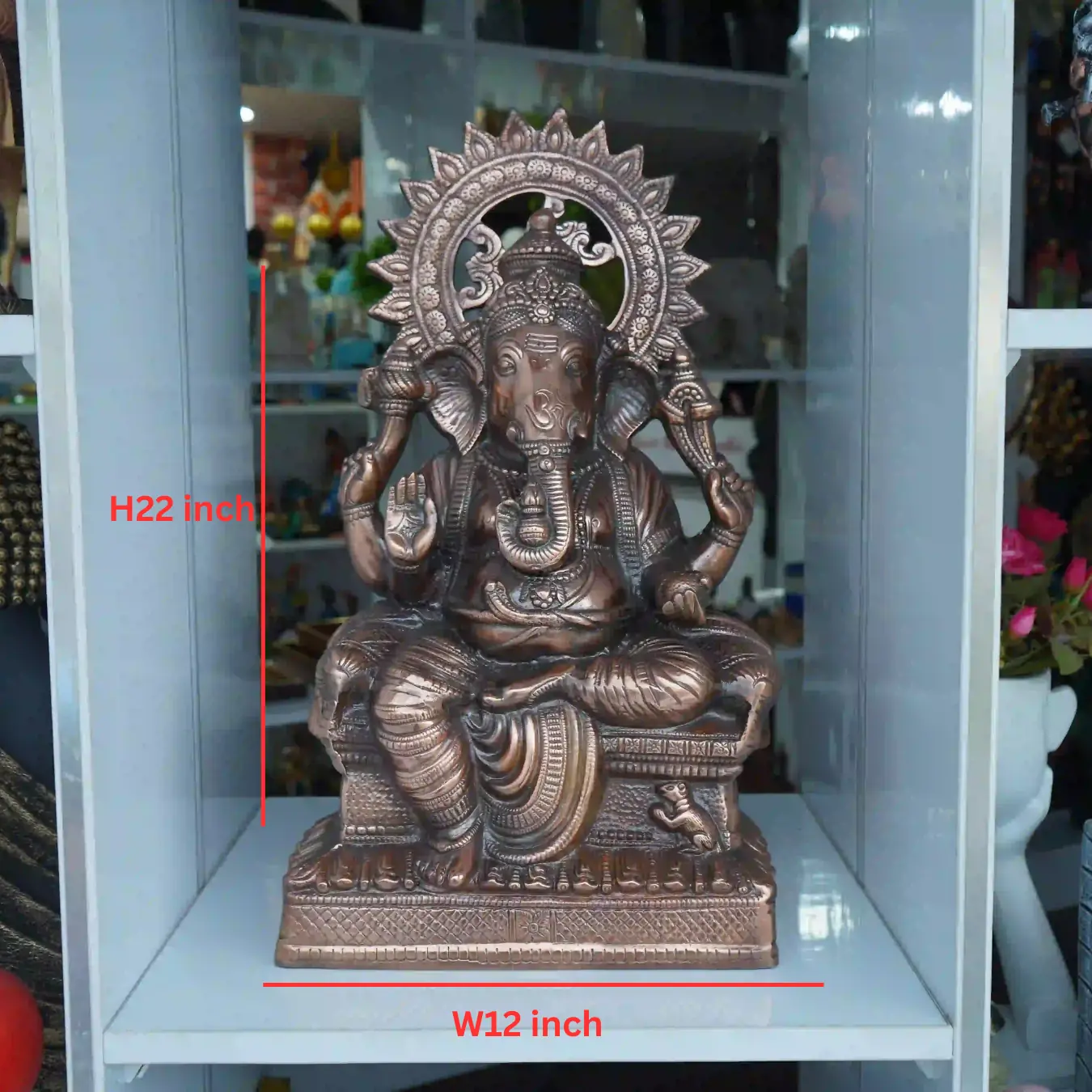 Gunmetal Ganesha Statue 22 Inch front view for home decor