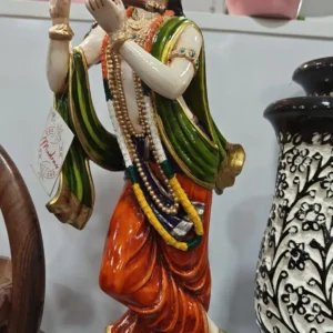 Elegant Radha Krishna statue with flute design for spiritual home décor and traditional interiors.