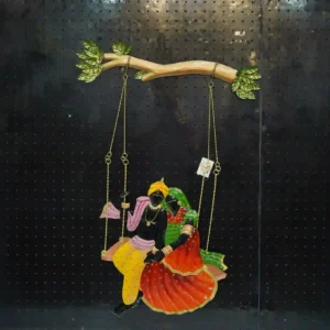 Traditional couple swing wall hanging with colorful ethnic handcrafted design for home décor.